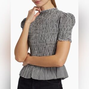 NEW NWT Reformation Aggie Gingham Peplum Top